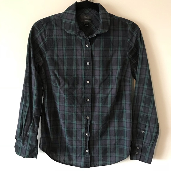 J. Crew Tops - J.Crew Plaid Perfect Cut Button-Down Shirt